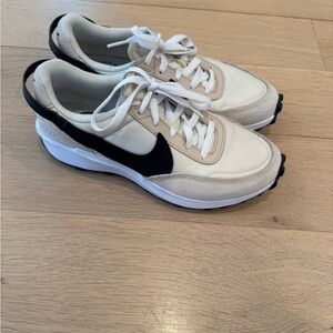 Nike Waffle Debut Cream and Black Athletic Shoes